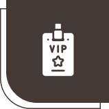 VIP badge icon with star symbol.